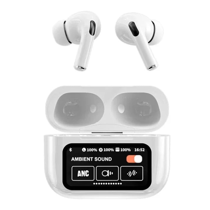A9 Pro Earbuds With Anc Technology Sleek Matte Black Design Led