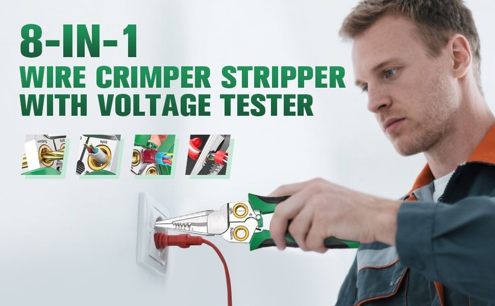 8-in-1 Wire Stripper &amp; Voltage Tester – Multi-Purpose Electrical Tool for Professionals