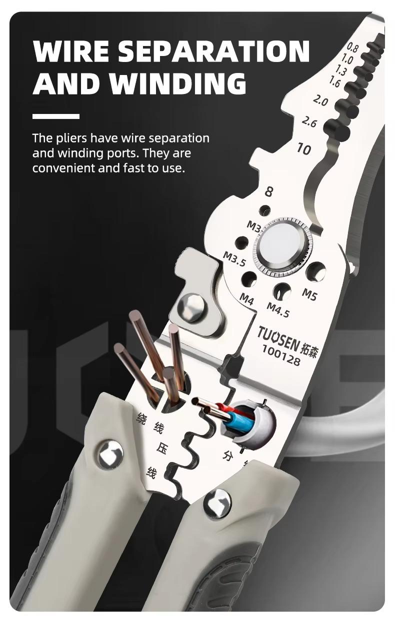 Professional 8-in-1 Multi-Functional Electrician Pliers – Heavy Duty Wire Stripper, Cutter, and Crimping Tool