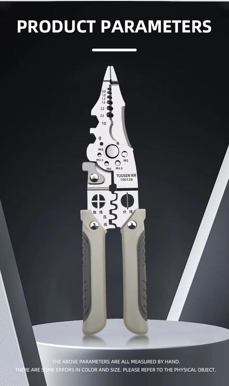 Professional 8-in-1 Multi-Functional Electrician Pliers – Heavy Duty Wire Stripper, Cutter, and Crimping Tool