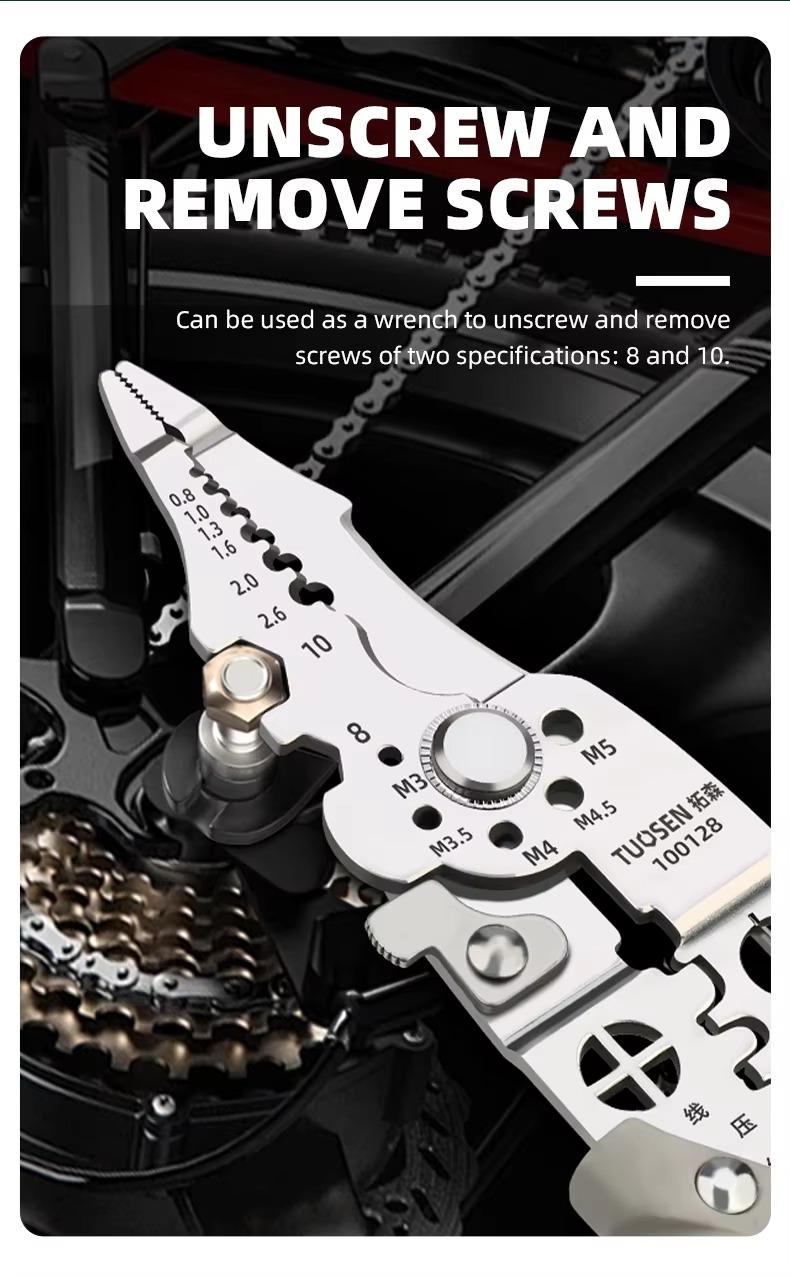 Professional 8-in-1 Multi-Functional Electrician Pliers – Heavy Duty Wire Stripper, Cutter, and Crimping Tool